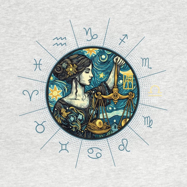 ZODIAC Libra - Astrological LIBRA - LIBRA - ZODIAC sign - Van Gogh style - 12 by ArtProjectShop